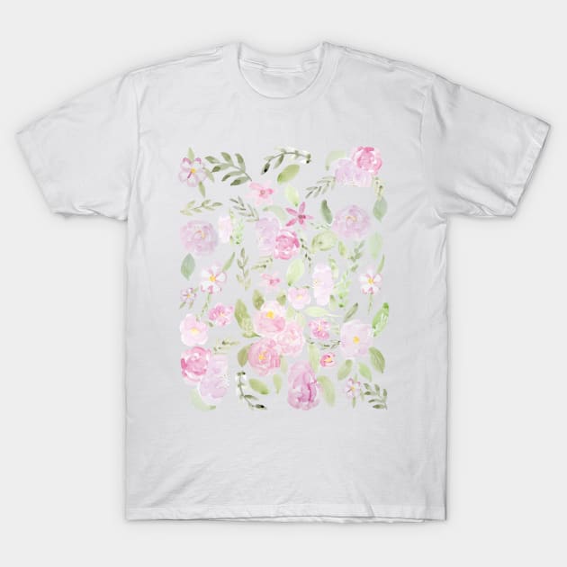 pink flowers and leaves pattern T-Shirt by colorandcolor